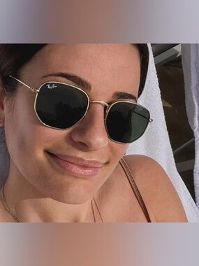 Ray-Ban Hexagonal Gold Brown Polarized sunglasses